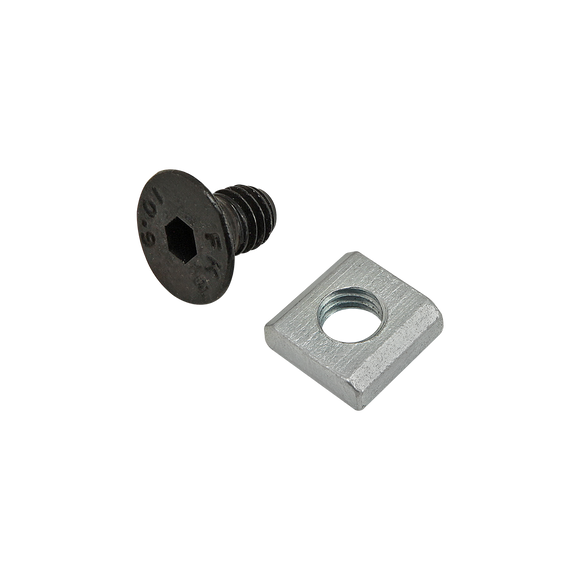 75-3571 -  Bolt Assembly: M5 x 8.00mm Black FHSCS with Slide-In Economy T-Nut Block - Bright Zinc