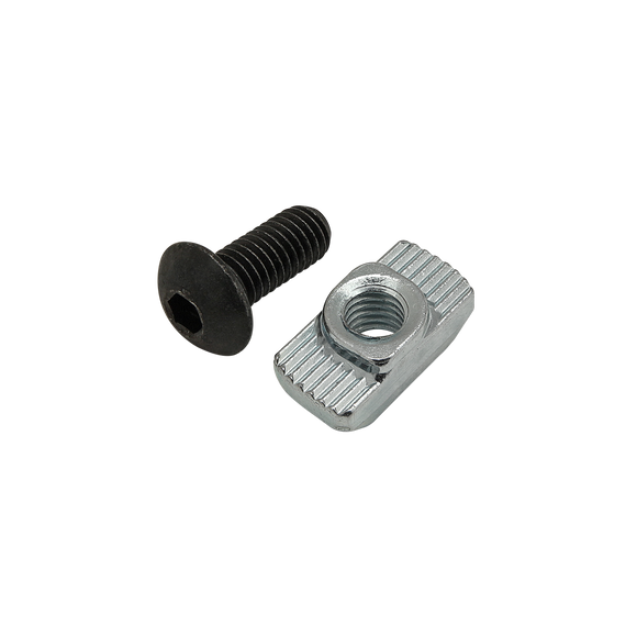 75-3583 -  Bolt Assembly: M5 x 12.00mm Black BHSCS with Standard Drop-In T-Nut - Bright Zinc