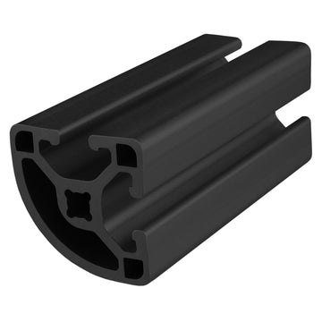 1517-LS-120-BLACK-FB -  1.5" LITE SMOOTH QUARTER ROUND T-SLOTEXT 120" BAR FULL BLACK ANODIZE