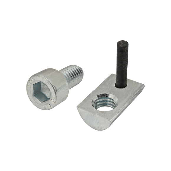 3833 -  Bolt Assembly: M6 x 12.00mm Bright SHCS and Roll-In T-Nut with Flex Handle - Bright Zinc