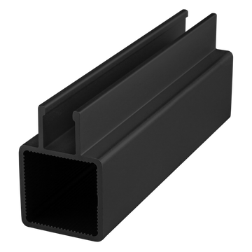 9025-145-BLACK-FB -  1" SQUARE SINGLE TWIN FLANGEDQUICK FRM 145" BAR FL BLK ANOD