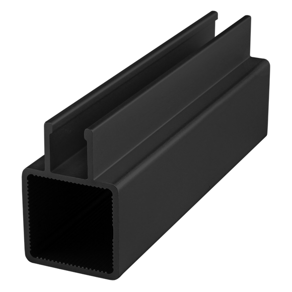 9025-145-BLACK-FB -  1" SQUARE SINGLE TWIN FLANGEDQUICK FRM 145" BAR FL BLK ANOD