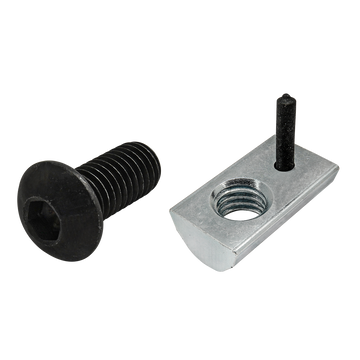 75-3651 -  Bolt Assembly: M8 x 18.00mm Black BHSCS and Roll-In T-Nut with Flex Handle - Bright Zinc