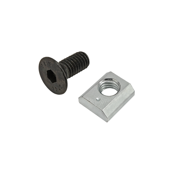 75-3584 -  Bolt Assembly: M6 x 14.00mm Black FHSCS with Standard Slide-In T-Nut - Bright Zinc
