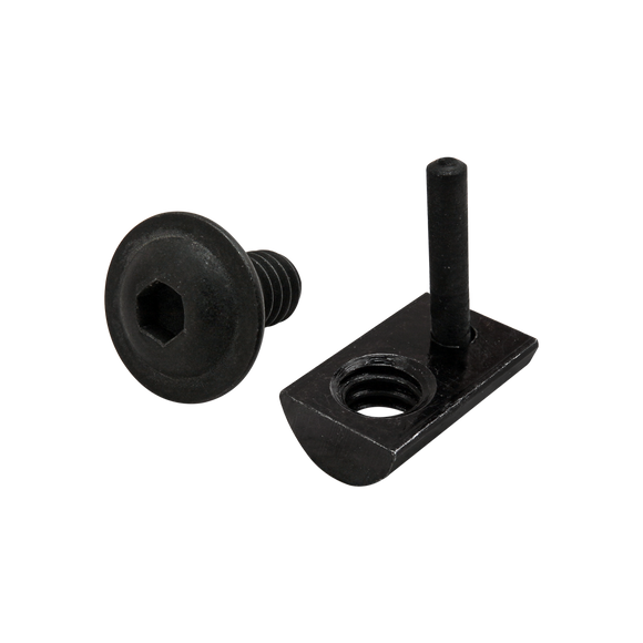 3481 -  Bolt Assembly: 1/4-20 x .500" Black FBHSCS with Roll-In T-Nut with Flex Handle - Black Zinc