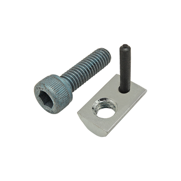 75-3445 -  Bolt Assembly: M6 x 20.00mm Blue SHCS and Roll-In T-Nut with Flex Handle - Bright Zinc