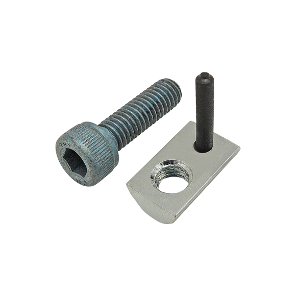 75-3445 -  Bolt Assembly: M6 x 20.00mm Blue SHCS and Roll-In T-Nut with Flex Handle - Bright Zinc
