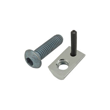 75-3438 -  Bolt Assembly: M6 x 20.00mm Blue BHSCS with Roll-In T-Nut with Flex Handle - Bright Zinc