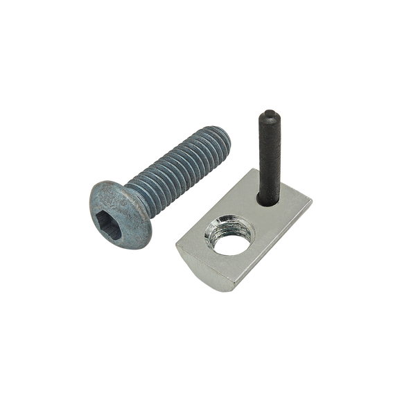 75-3438 -  Bolt Assembly: M6 x 20.00mm Blue BHSCS with Roll-In T-Nut with Flex Handle - Bright Zinc