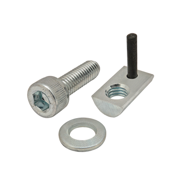 3855 -  Bolt Assembly: M6 x 20.00mm Bright SHCS with Washer and Roll-In T-Nut with Flex Handle - Bright Zinc