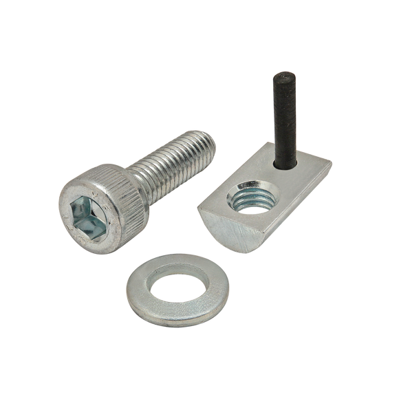 3855 -  Bolt Assembly: M6 x 20.00mm Bright SHCS with Washer and Roll-In T-Nut with Flex Handle - Bright Zinc