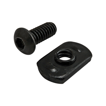 3418 -  Bolt Assembly: 1/4-20 x .625" Black BHSCS and Slide-In Economy T-Nut - Centered Thread - Black Zinc