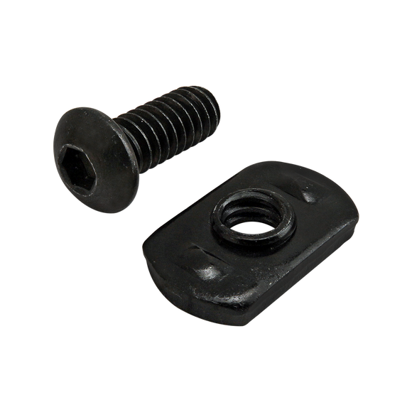 3418 -  Bolt Assembly: 1/4-20 x .625" Black BHSCS and Slide-In Economy T-Nut - Centered Thread - Black Zinc
