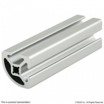1012-S - 1.00” X 1.00” Smooth Surface Quarter Round T-Slotted Profile - Two Open T-Slots