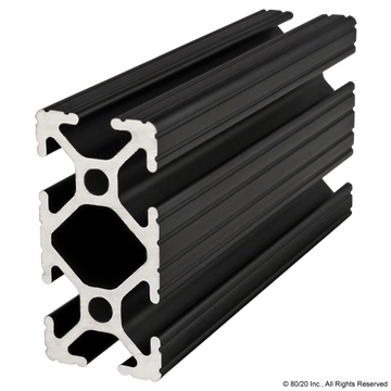 1020 - Black 1.00” X 2.00” T-Slotted Profile - Six Open T-Slots