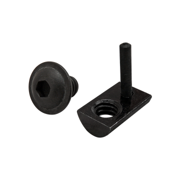 3480 -  Bolt Assembly: 1/4-20 x .375" Black FBHSCS and Roll-In T-Nut with Flex Handle - Black Zinc