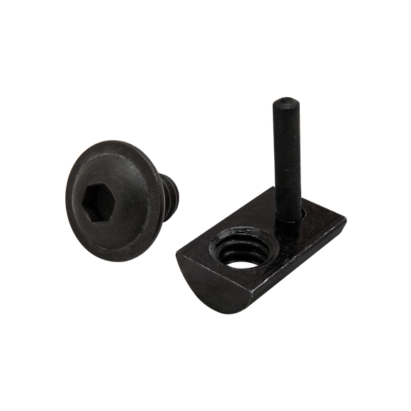 3480 -  Bolt Assembly: 1/4-20 x .375" Black FBHSCS and Roll-In T-Nut with Flex Handle - Black Zinc
