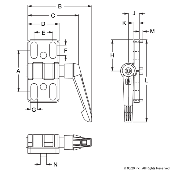 12085 - 15 Series 4 Hole - Slotted Locking Zinc Hinge