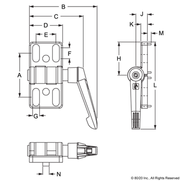 12085 - 15 Series 4 Hole - Slotted Locking Zinc Hinge - 0