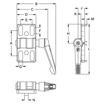 12086 -  15 40 Series 4 Hole - Slotted Locking Zinc Hinge - 0