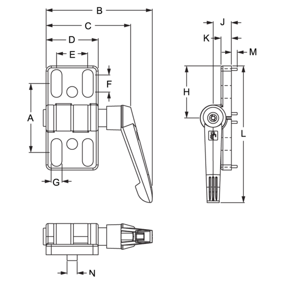 12086 -  15 40 Series 4 Hole - Slotted Locking Zinc Hinge