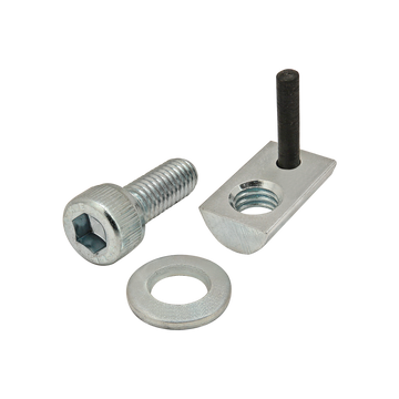 3856 -  Bolt Assembly: M6 x 16.00mm Bright SHCS with Washer and Roll-In T-Nut with Flex Handle - Bright Zinc