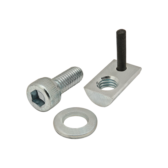 3856 -  Bolt Assembly: M6 x 16.00mm Bright SHCS with Washer and Roll-In T-Nut with Flex Handle - Bright Zinc