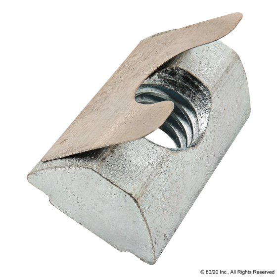 13041 - ROLL-IN T-SLOT NUT, STEPPED 8, UNC5/16-18, CLEAR ZINC-PLATED