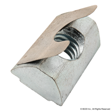 13041 - ROLL-IN T-SLOT NUT, STEPPED 8, UNC5/16-18, CLEAR ZINC-PLATED