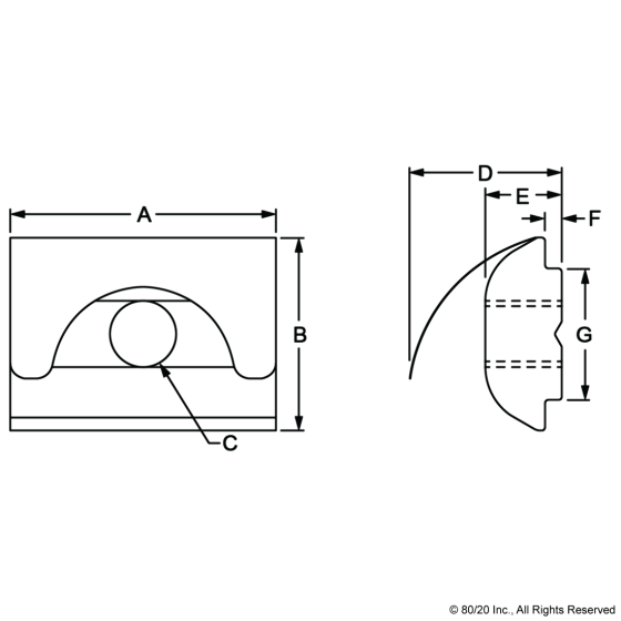 13089 - M4 Short Self-Aligning Roll-in T-Nut with Spring Leaf
