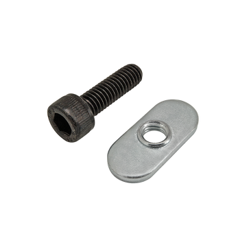 75-3523 -  Bolt Assembly: M6 x 20.00mm Black SHCS with Slide-In Economy T-Nut - Centered Thread - Bright Zinc