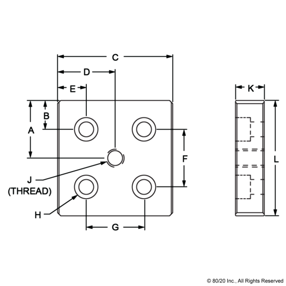 14037 - 30 Series, M10 Center Tap Base Plate