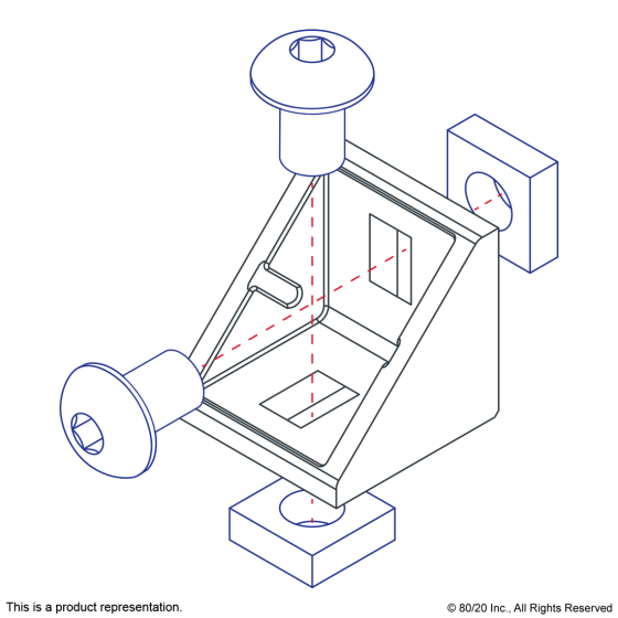 14060 - 20 Series 2 Hole - 18mm Slotted Inside Corner Bracket with Dual Support