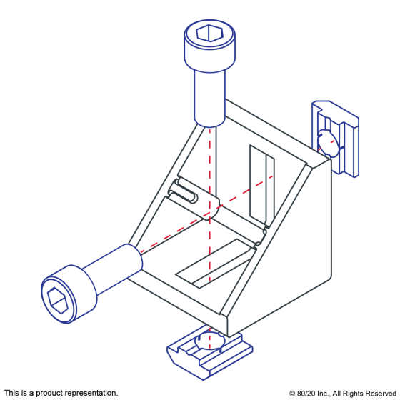 14079 - 40 Series 2 Hole- 39mm Slotted Inside Corner Bracket with Dual Support