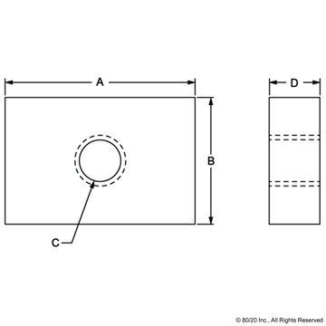 14122 - Threaded Plate  9 X 9 X 3 M5 Clear Zinc - 0