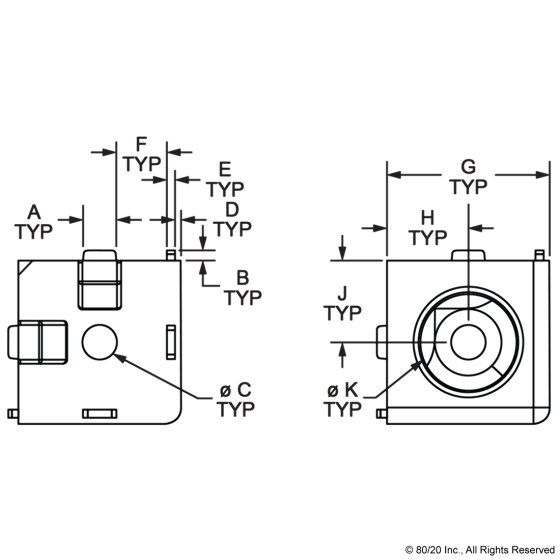 14135 - 10 & 25 Series 3 Way - Light Squared Corner Connector