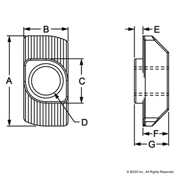 14162 - 10 & 25 Series Drop-In T-Nut 10-32 ZINC - 0