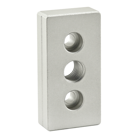 40-2138 -  40 Series 3 Hole - Center Tap Base Plate - 40mm x 80mm with M16 Tap