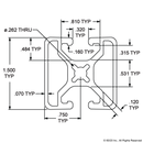 1504-LS - 1.50” X 1.50” Lite Smooth Surface T-Slotted Profile - Two Opposite Open T-Slots-2
