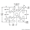 1515-LITE-BLACK - 1.5” X 1.5” Lite T-Slotted Profile - Four Open T-Slots-2