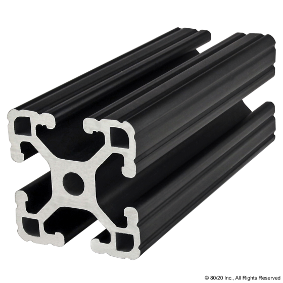 1515-LITE-BLACK - 1.5” X 1.5” Lite T-Slotted Profile - Four Open T-Slots