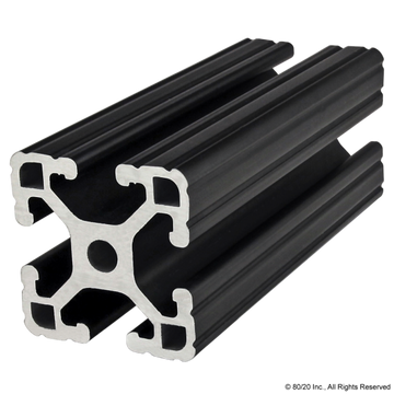1515-LITE-BLACK - 1.5” X 1.5” Lite T-Slotted Profile - Four Open T-Slots
