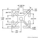 1515-LITE - 1.50” X 1.50” Lite T-Slotted Profile - Four Open T-Slots-2