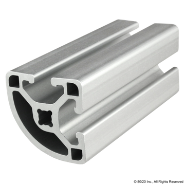 1517-LS - 1.50” X 1.50” Lite Smooth Surface Quarter Round T-Slotted Profile - Two Open T-Slots