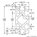 1530 - 1.5” X 3” T-Slotted Extrusion - Six Open T-Slots-2