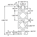 1545 - ﻿1.5” X 4.5” T-Slotted Extrusion-2