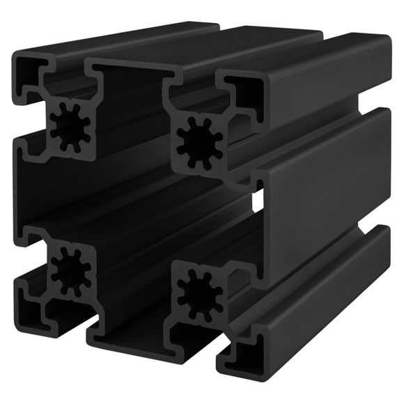 45-9090-6.05M-BLACK-FB -  90mm X 90mm T-SLOT EXTRUSION 6.05M BAR FULL BLACK ANODIZE