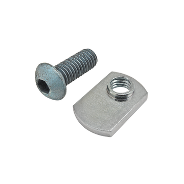 75-3423 -  Bolt Assembly: M8 x 20.00mm Blue BHSCS with Slide-In Economy T-Nut - Offset Thread - Bright Zinc