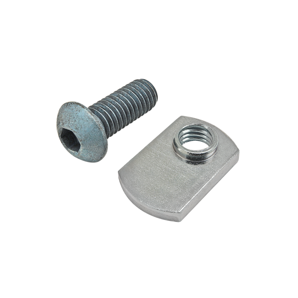 75-3423 -  Bolt Assembly: M8 x 20.00mm Blue BHSCS with Slide-In Economy T-Nut - Offset Thread - Bright Zinc