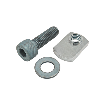 75-3434 -  Bolt Assembly: M8 x 25.00mm Blue SHCS with Washer and Slide-In Economy T-Nut - Offset Thread - Bright Zinc